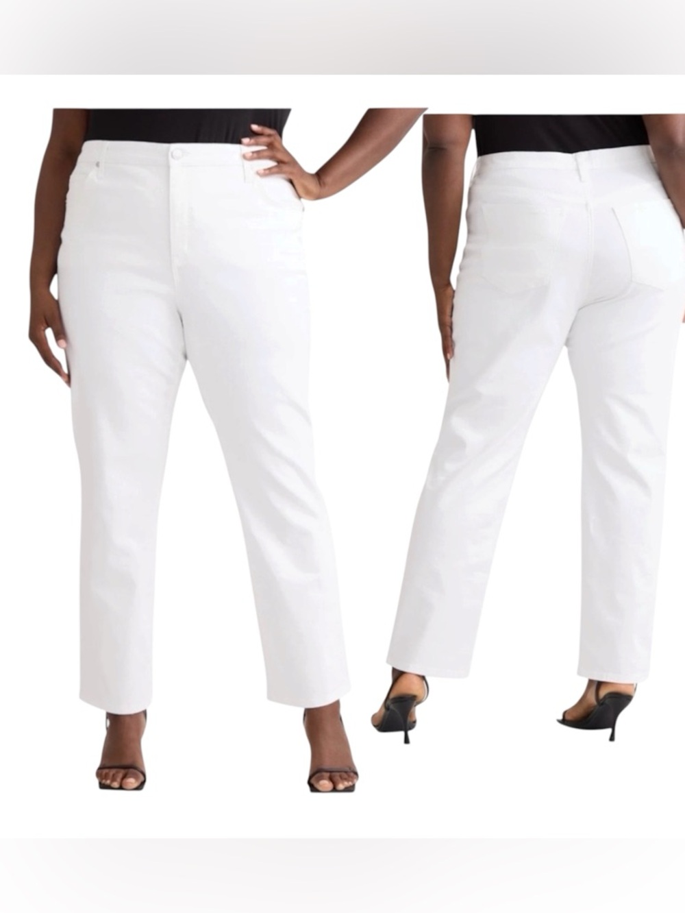 TERRA & SKY Women’s Plus White Casual High Rise Core Straight Leg Jeans Size 24W